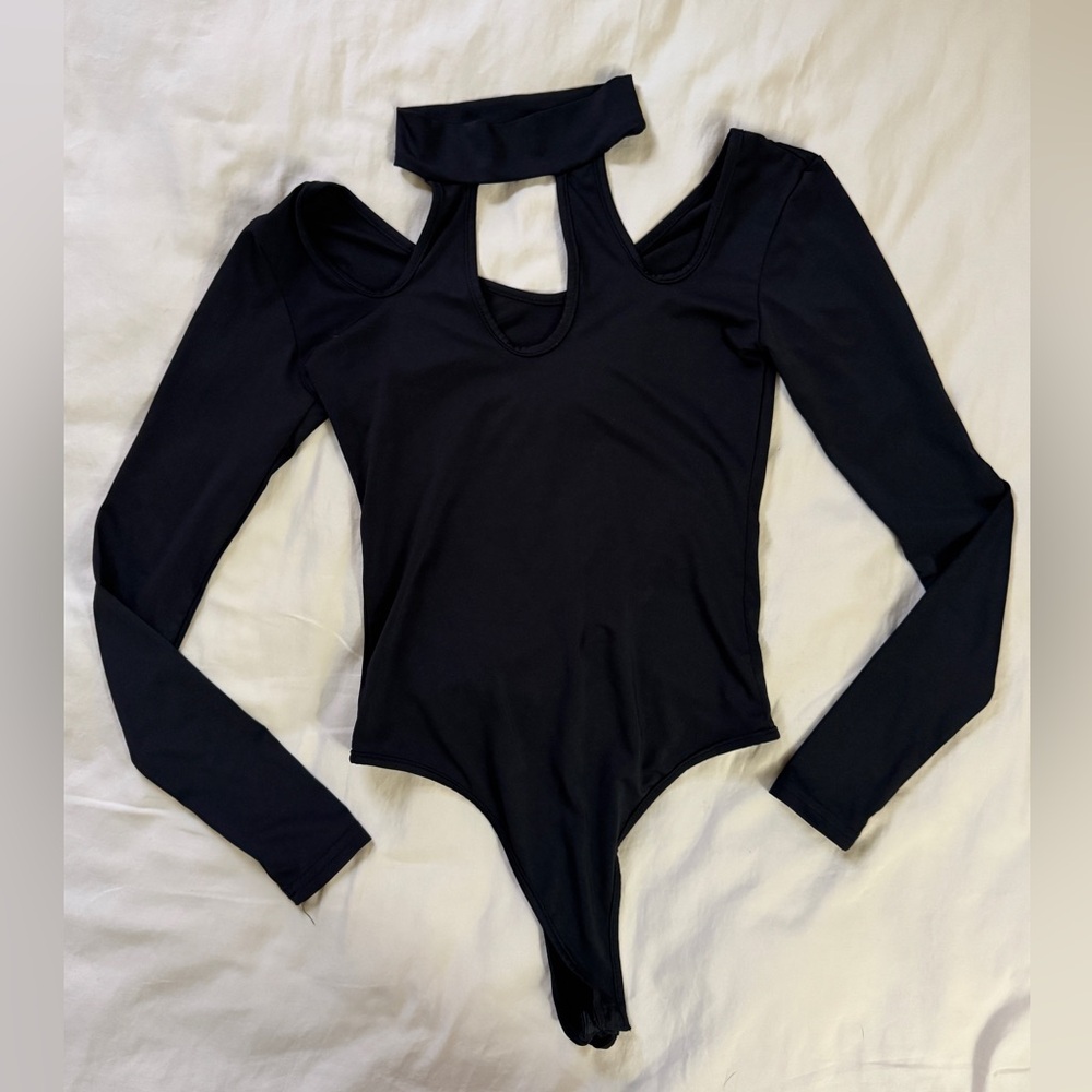 Black Cut-Out Long Sleeve Bodysuit